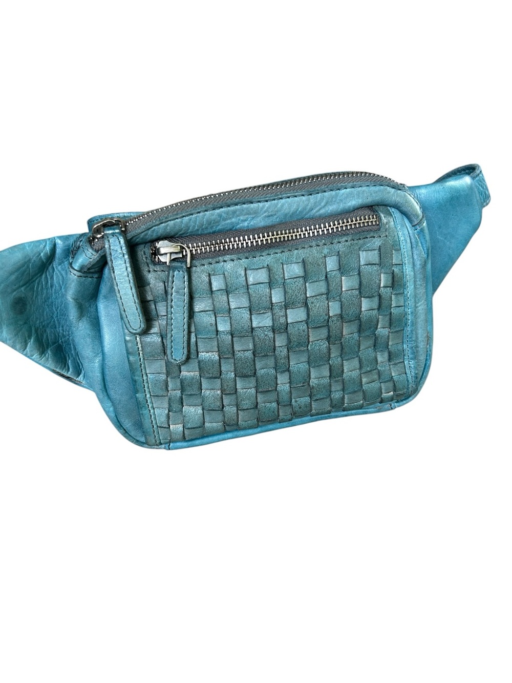 Vilenca Holland rare vtg distressed leather blue belt bag sling bag travel waist